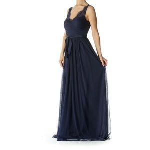 Hitherto Navy Blue Lace Gown size 22